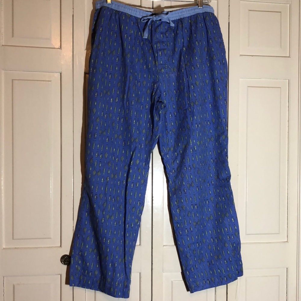 Southern Marsh Savannah Lounge Pant Fish Print Blue Green SZ XL